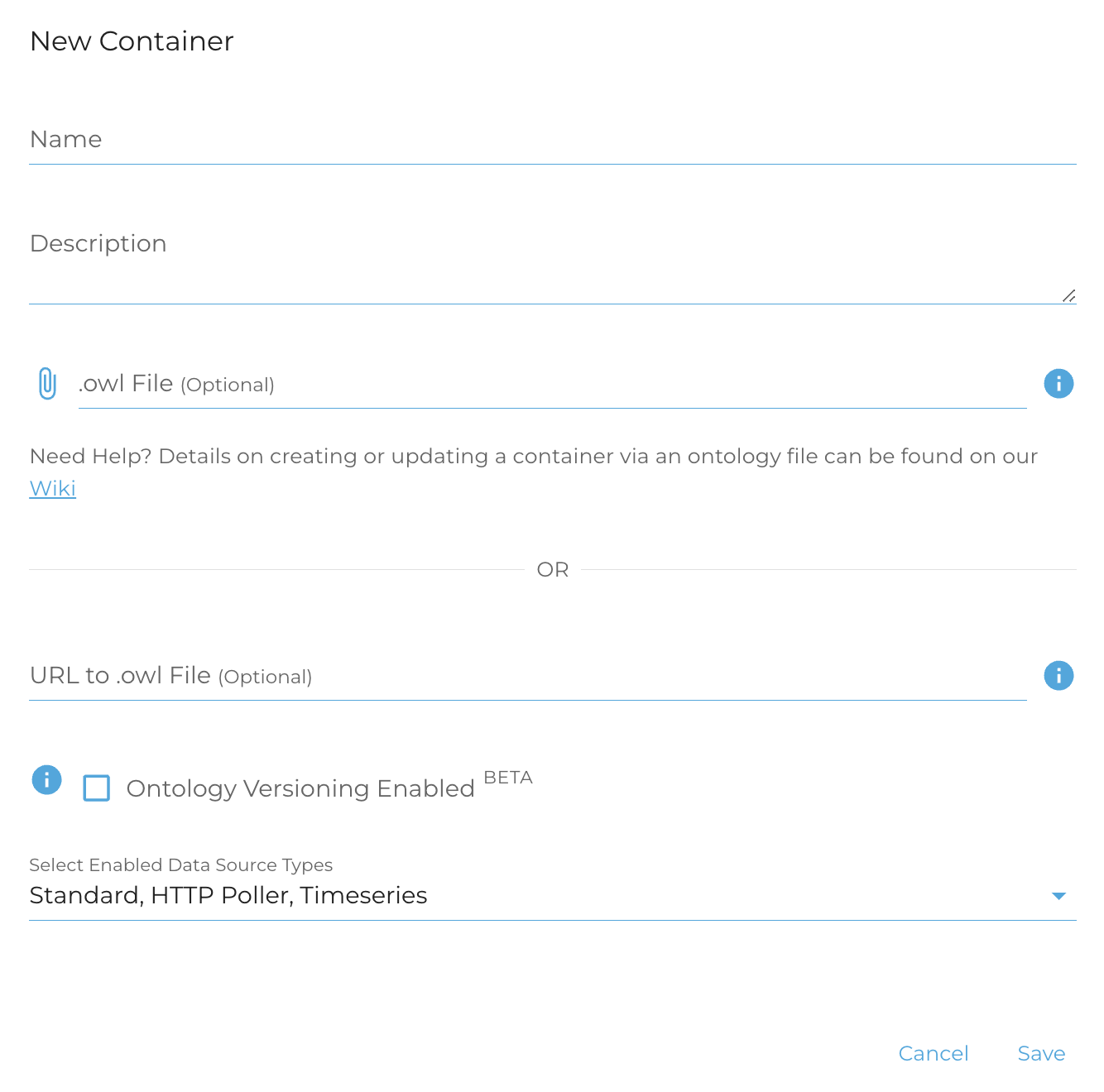 Select the "Enabled Data Source Types" dropdown